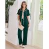 Ekouaer Women’s Pajama Sets Button Down Loungewear Short Sleeve Sleepwear 2 Piece Pants Pjs Set with Pockets S-XXL(Lake Green)