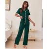 Ekouaer Women’s Pajama Sets Button Down Loungewear Short Sleeve Sleepwear 2 Piece Pants Pjs Set with Pockets S-XXL(Lake Green)
