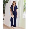 Ekouaer Women’s Pajama Sets Button Down Loungewear Short Sleeve Sleepwear 2 Piece Pants Pjs Set with Pockets S-XXL(Navy Blue)