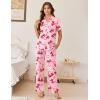 Ekouaer Women’s Pajama Sets Button Down Loungewear Short Sleeve Sleepwear 2 Piece Pants Pjs Set with Pockets S-XXL(Pink Bow)