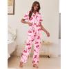 Ekouaer Women’s Pajama Sets Button Down Loungewear Short Sleeve Sleepwear 2 Piece Pants Pjs Set with Pockets S-XXL(Pink Bow)