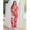 Ekouaer Women’s Pajama Sets Button Down Loungewear Short Sleeve Sleepwear 2 Piece Pants Pjs Set with Pockets S-XXL(Red Flowers)