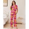Ekouaer Women’s Pajama Sets Button Down Loungewear Short Sleeve Sleepwear 2 Piece Pants Pjs Set with Pockets S-XXL(Red Flowers)