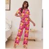 Ekouaer Women’s Pajama Sets Button Down Loungewear Short Sleeve Sleepwear 2 Piece Pants Pjs Set with Pockets S-XXL(Red Flowers)