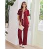 Ekouaer Women’s Pajama Sets Button Down Loungewear Short Sleeve Sleepwear 2 Piece Pants Pjs Set with Pockets S-XXL(Wine Red)