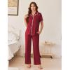 Ekouaer Women’s Pajama Sets Button Down Loungewear Short Sleeve Sleepwear 2 Piece Pants Pjs Set with Pockets S-XXL(Wine Red)
