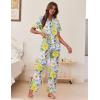 Ekouaer Women’s Pajama Sets Button Down Loungewear Short Sleeve Sleepwear 2 Piece Pants Pjs Set with Pockets S-XXL(Yellow Chrysanthemum)