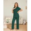 Ekouaer Womens Pajama Sets Button Down Pjs 2 Piece Short Sleeve Sleepwear with Pants Soft Loungewear(Dark Green)