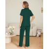 Ekouaer Womens Pajama Sets Button Down Pjs 2 Piece Short Sleeve Sleepwear with Pants Soft Loungewear(Dark Green)