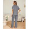 Ekouaer Womens Pajama Sets Button Down Pjs 2 Piece Short Sleeve Sleepwear with Pants Soft Loungewear(Grey)
