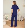 Ekouaer Womens Pajama Sets Button Down Pjs 2 Piece Short Sleeve Sleepwear with Pants Soft Loungewear(Navy Blue)
