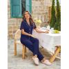Ekouaer Womens Pajama Sets Button Down Pjs 2 Piece Short Sleeve Sleepwear with Pants Soft Loungewear(Navy Blue)