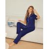 Ekouaer Womens Pajama Sets Button Down Pjs 2 Piece Short Sleeve Sleepwear with Pants Soft Loungewear(Navy Blue)