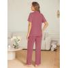 Ekouaer Womens Pajama Sets Button Down Pjs 2 Piece Short Sleeve Sleepwear with Pants Soft Loungewear(Old Rose)