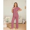 Ekouaer Womens Pajama Sets Button Down Pjs 2 Piece Short Sleeve Sleepwear with Pants Soft Loungewear(Old Rose)