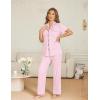 Ekouaer Womens Pajama Sets Button Down Pjs 2 Piece Short Sleeve Sleepwear with Pants Soft Loungewear(Pink)