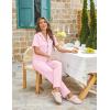 Ekouaer Womens Pajama Sets Button Down Pjs 2 Piece Short Sleeve Sleepwear with Pants Soft Loungewear(Pink)