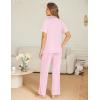 Ekouaer Womens Pajama Sets Button Down Pjs 2 Piece Short Sleeve Sleepwear with Pants Soft Loungewear(Pink)