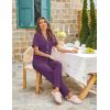 Ekouaer Womens Pajama Sets Button Down Pjs 2 Piece Short Sleeve Sleepwear with Pants Soft Loungewear(Purple)