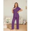 Ekouaer Womens Pajama Sets Button Down Pjs 2 Piece Short Sleeve Sleepwear with Pants Soft Loungewear(Purple)