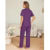 Ekouaer Womens Pajama Sets Button Down Pjs 2 Piece Short Sleeve Sleepwear with Pants Soft Loungewear(Purple)