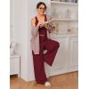 Ekouaer Women’s Pajamas 2 Piece Lounge Set Ribbed Knit Loungewear Sleeveless Tank Top Wide Leg Pants(Burgundy)