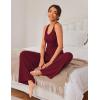 Ekouaer Women’s Pajamas 2 Piece Lounge Set Ribbed Knit Loungewear Sleeveless Tank Top Wide Leg Pants(Burgundy)