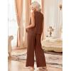 Ekouaer Womens Pajamas 2 Piece Lounge Set Waffle Knit Loungewear Sleeveless Tank Top with Long Pants Outfits S-XXL(Brown)