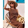 Ekouaer Womens Pajamas 2 Piece Lounge Set Waffle Knit Loungewear Sleeveless Tank Top with Long Pants Outfits S-XXL(Brown)