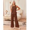 Ekouaer Womens Pajamas 2 Piece Lounge Set Waffle Knit Loungewear Sleeveless Tank Top with Long Pants Outfits S-XXL(Brown)