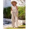 Ekouaer Womens Pajamas 2 Piece Lounge Set Waffle Knit Loungewear Sleeveless Tank Top with Long Pants Outfits S-XXL(Khaki)