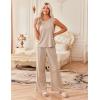 Ekouaer Womens Pajamas 2 Piece Lounge Set Waffle Knit Loungewear Sleeveless Tank Top with Long Pants Outfits S-XXL(Khaki)