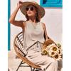 Ekouaer Womens Pajamas 2 Piece Lounge Set Waffle Knit Loungewear Sleeveless Tank Top with Long Pants Outfits S-XXL(Khaki)