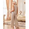 Ekouaer Womens Pajamas 2 Piece Lounge Set Waffle Knit Loungewear Sleeveless Tank Top with Long Pants Outfits S-XXL(Khaki)