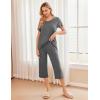 Ekouaer Women’s Pajamas Set Short Sleeve Top With Capri Pants Pjs 2 PIece Lounge & Sleepwear Set S-XXL(Dark Gray)