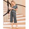 Ekouaer Women’s Pajamas Set Short Sleeve Top With Capri Pants Pjs 2 PIece Lounge & Sleepwear Set S-XXL(Dark Gray)