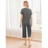 Ekouaer Women’s Pajamas Set Short Sleeve Top With Capri Pants Pjs 2 PIece Lounge & Sleepwear Set S-XXL(Dark Gray)