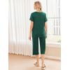 Ekouaer Women’s Pajamas Set Short Sleeve Top With Capri Pants Pjs 2 PIece Lounge & Sleepwear Set S-XXL(Deep Green)
