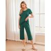 Ekouaer Women’s Pajamas Set Short Sleeve Top With Capri Pants Pjs 2 PIece Lounge & Sleepwear Set S-XXL(Deep Green)