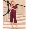 Ekouaer Women’s Pajamas Set Short Sleeve Top With Capri Pants Pjs 2 PIece Lounge & Sleepwear Set S-XXL(Deep Red)