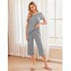 Ekouaer Women’s Pajamas Set Short Sleeve Top With Capri Pants Pjs 2 PIece Lounge & Sleepwear Set S-XXL(Gray)
