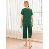 Ekouaer Women’s Pajamas Set Short Sleeve Top With Capri Pants Pjs 2 PIece Lounge & Sleepwear Set S-XXL(Green)