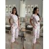 Ekouaer Women’s Pajamas Set Short Sleeve Top With Capri Pants Pjs Lounge & Sleepwear Set S-XXL(01 White/Pink Floral)