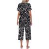Ekouaer Women’s Pajamas Set Short Sleeve Top With Capri Pants Pjs Lounge & Sleepwear Set S-XXL(0-black With White Dot)