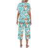Ekouaer Women’s Pajamas Set Short Sleeve Top With Capri Pants Pjs Lounge & Sleepwear Set S-XXL(0-green With Orange Flower)