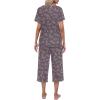 Ekouaer Women’s Pajamas Set Short Sleeve Top With Capri Pants Pjs Lounge & Sleepwear Set S-XXL(0-grey With Floral Print)