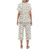 Ekouaer Women’s Pajamas Set Short Sleeve Top With Capri Pants Pjs Lounge & Sleepwear Set S-XXL(0-white With Leaves)