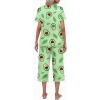 Ekouaer Women’s Pajamas Set Short Sleeve Top With Capri Pants Pjs Lounge & Sleepwear Set S-XXL(Avocado Green/Leaf)
