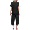Ekouaer Women’s Pajamas Set Short Sleeve Top With Capri Pants Pjs Lounge & Sleepwear Set S-XXL(Black)