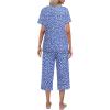 Ekouaer Women’s Pajamas Set Short Sleeve Top With Capri Pants Pjs Lounge & Sleepwear Set S-XXL(Blue/White Pot)